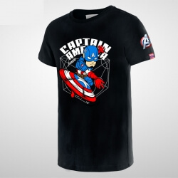 Cartoon Capitan America T-shirt noir garçon T-shirt