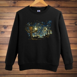 Cool Gotg Groot Sweatshirt Phim Galaxy Bộ Sưu Tập Màu Đen