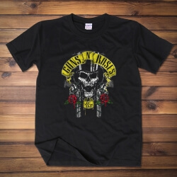 Cool Guns And Roses T-shirt De Algodão Preto Das Mulheres Tee