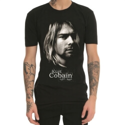 Cool Kurt Cobain Head Black T Shirt