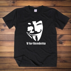 Vendetta Maskesi T-shirt Kırmızı Şarap Erkekler Tee için serin V