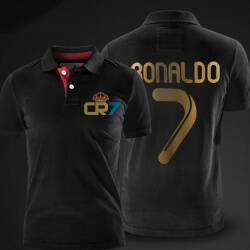Cristiano Ronaldo Polo T shirt CR7 Black Mens Polo Shirt