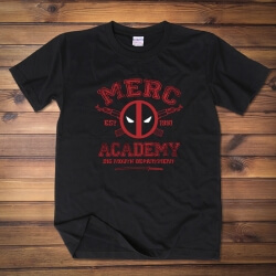 Deadpool Merc Academy Tee Shirt Black Cotton T