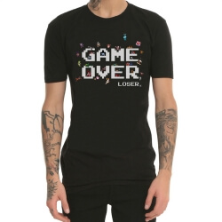 Game Over 8Bit 8-Bit de jocuri de mașini Red și alb de imprimare T-Shirts