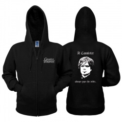 Hoodie do jogo dos tronos Tyrion Zip Moletom