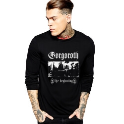เสื้อยืดแขนยาว Gorgoroth เสื้อยืดคอกลมโลหะนอร์เวย์ Rock Metal Heavy Metal Tee