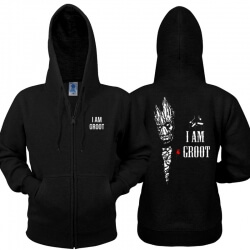 ガーディアンズ・オブ・ザ・ギャラクシー2 Hoodie i grootジップアップブラック・スエットシャツ