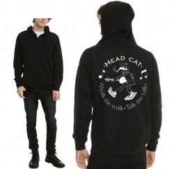 Calitate Head Cat Band Rock Hoodie Black Heavy Metal Zip Hanorac cu glugă