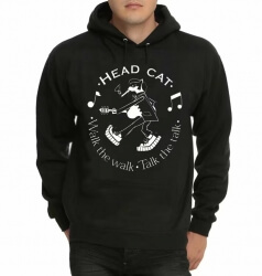 Head Cat Band Rock Hoodie Black Heavy Metal Kapüşonlu Sweatshirt
