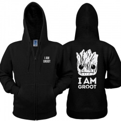 I Am Groot Zip Up Hoodie Guardians 2 Men Black Sweatshirt