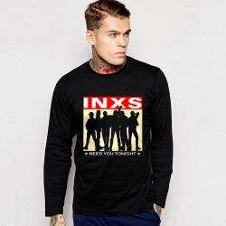 Inxs dài tay áo T-Shirt Rock Music đội kim loại nặng T