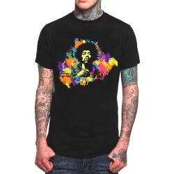 Jimi Hendrix วงดนตรีร็อค Tee Shirt สีดำ