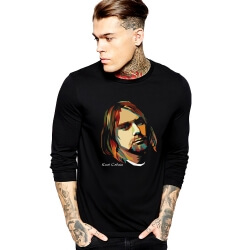 Kurt Cobain dài tay áo T-shirt đen XXL bông Tee