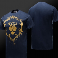 World of Warcraft Alliance T-shirt Blizzard WOW Lion Blue Tee