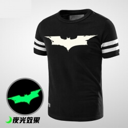 T-shirt preto luminoso do logotipo de Batman