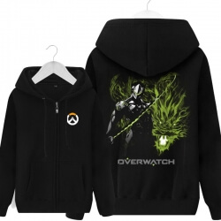 Surveillez Gengi héros Sweatshirt ow jeu noir zip jusqu'à capuche