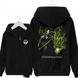 Overwatch Gengi Hero Sweatshirt OW Game Black Zip Up Hoodie