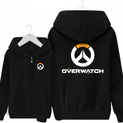 Overwatch logo sweatshirt sort lynlås hættetrøje til mænd
