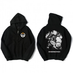 Overwatch Roadhog Hoody pentru barbati fermoar negru Hoodie