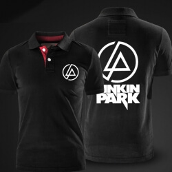 เสื้อโปโล Qaulity Linkin Park สีดำสำหรับผู้ชาย