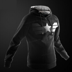 Kalite siyah Marvel Captain American Hoodie erkek erkekler için