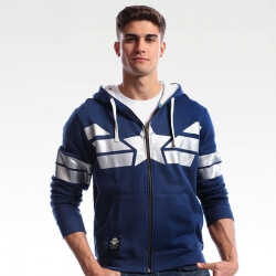 Kwaliteit Marvel Captain America Zip Up Hoodie blauwe Superhero Cosplay Sweatshirt