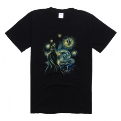 Yıldız Savaşları Van Gogh Stil T Shirt Kadın Siyah Tee