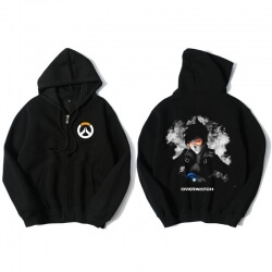 Tracer hoadie Overwatch negru zip Mens îmbrăcăminte