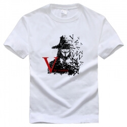 Vendetta Film T-shirt Beyaz Erkek Tee için V