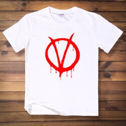V for Vendetta V 로고 티셔츠 화이트 남자 티