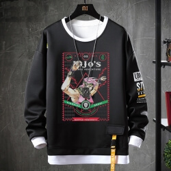 Vintage Anime JoJo Hoodie Giả Hai Mảnh Kujo Jotaro Sweatshirts