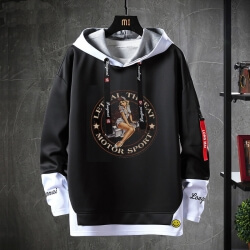 Xe Hoodie Fake Two-Piece Spark cắm Sweatshirts