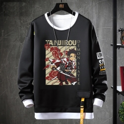 Anime Demon Slayer Sweater Fake Áo nỉ hai mảnh