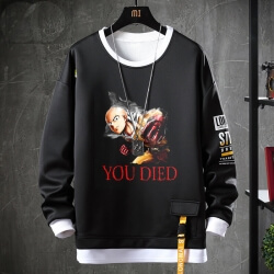 Vintage Anime One Punch Man Jacket Fake Two-Piece Sweatshirt