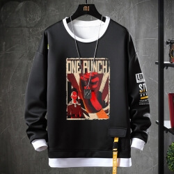 One Punch Man Sweatshirts Japanese Anime Black Coat