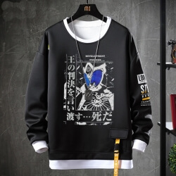 Fake Two-Piece Sweatshirt Vintage Anime Mascate Rider Coat