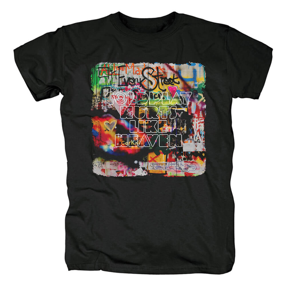 Uk Coldplay Hurts Like Heaven T-Shirt Rock Band Graphic Tees | WISHINY