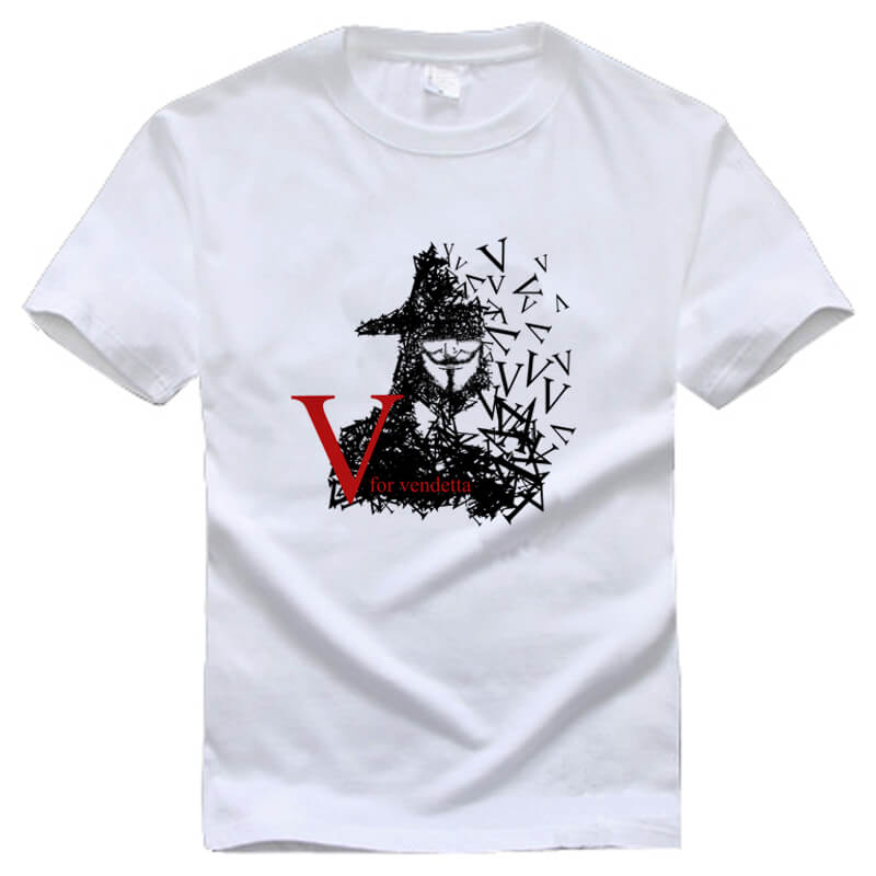 V for Vendetta Movie T-shirt White Mens Tee