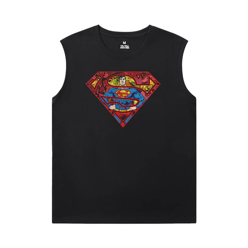 Superman Men'S Sleeveless T Shirts Cotton Justice League Superhero Tees