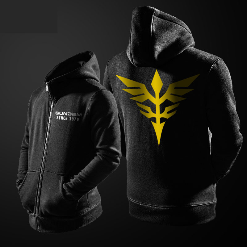 Gundam Black Zip Up Hoodie for Men Boys | WISHINY