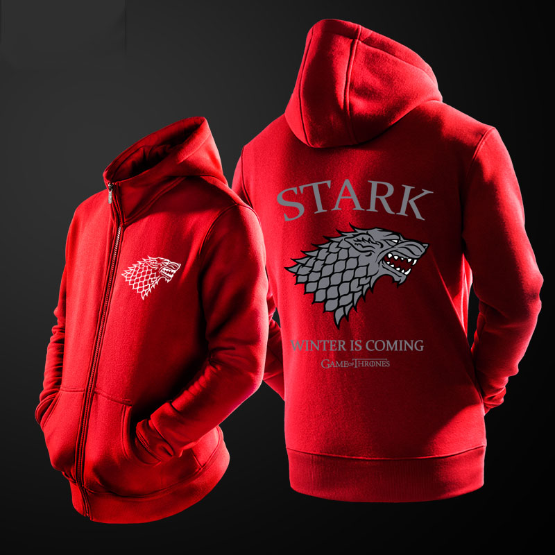 Game Of Thrones House Stark Wolf Hoodie grey direwolf Zipper Sweater WISHINY
